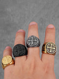 Vintage Signet Style Crucifix Rings Accessories coofandy