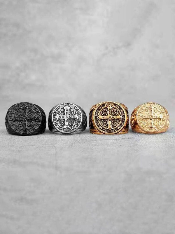 Vintage Signet Style Crucifix Rings Accessories coofandy