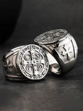 Vintage Signet Style Crucifix Rings Accessories coofandy