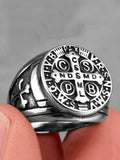 Vintage Signet Style Crucifix Rings Accessories coofandy Steel One Size