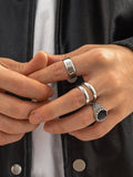 Simple 4Pcs Stacking Rings Set Accessories coofandy Silver One Size