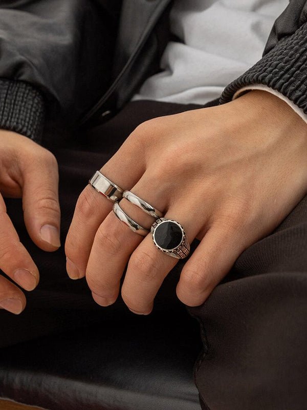 Simple 4Pcs Stacking Rings Set Accessories coofandy