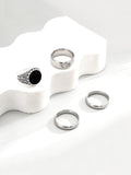 Simple 4Pcs Stacking Rings Set Accessories coofandy