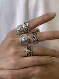 5Pcs Gothic Stacking Rings Set Accessories coofandy