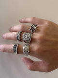 5Pcs Gothic Stacking Rings Set Accessories coofandy