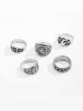 5Pcs Gothic Stacking Rings Set Accessories coofandy