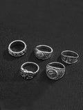 5Pcs Gothic Stacking Rings Set Accessories coofandy