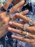 6Pcs Skull Stacking Rings Set Accessories coofandy