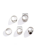 5Pcs Punk Carved Rings Set Accessories coofandy