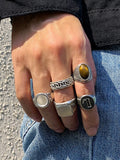 5Pcs Punk Carved Rings Set Accessories coofandy
