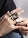 5Pcs Punk Carved Rings Set Accessories coofandy