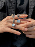 5Pcs Punk Carved Rings Set Accessories coofandy