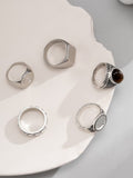 5Pcs Punk Carved Rings Set Accessories coofandy Silver One Size
