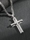 Gothic Alloy Cross Pendant Necklace Necklace coofandy Silver One Size