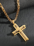 Gothic Alloy Cross Pendant Necklace Necklace coofandy Gold One Size
