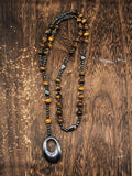 Natural Stone Cross Pendant Necklace Necklace coofandy PAT13 One Size