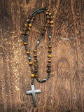 Natural Stone Cross Pendant Necklace Necklace coofandy PAT8 One Size