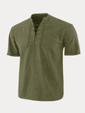V Neck Short Sleeve Shirt Shirts coofandy Army Green S