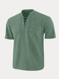 V Neck Short Sleeve Shirt Shirts coofandy Green S