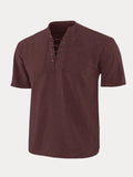 V Neck Short Sleeve Shirt Shirts coofandy Red S