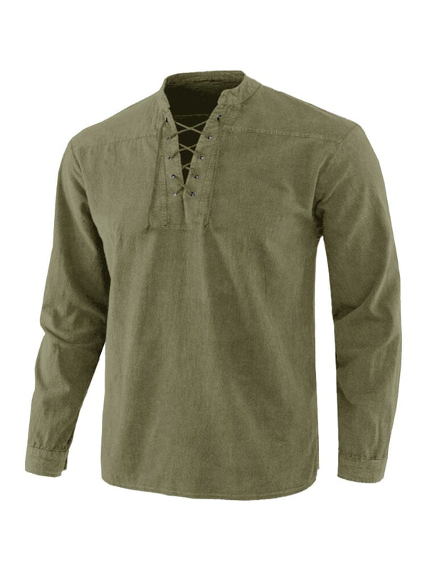 Coofandy V Neck Long Sleeves Shirt Shirts coofandy Army Green S