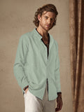 Linen Style Long Sleeve Shirt Shirts coofandy Green M