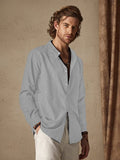 Linen Style Long Sleeve Shirt Shirts coofandy Grey M