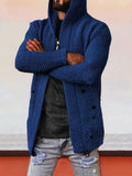 Solid Hooded Holey Sweater Coat Sweaters coofandystore Blue S