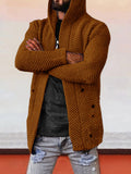 Solid Hooded Holey Sweater Coat Sweaters coofandystore Brown S