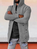 Solid Hooded Holey Sweater Coat Sweaters coofandystore Grey S