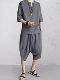 Casual Soft 2-Piece Cotton Linen Sets Sets coofandy Dark Grey M