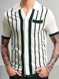 Casual Breathable Stripe Knit Top Tops coofandy White M