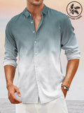 Casual Gradient Splicing Cotton Linen Shirt Shirts coofandy Blue M