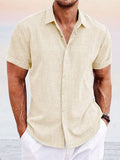 Casual Cotton Linen Shirt Shirts coofandystore Cream S