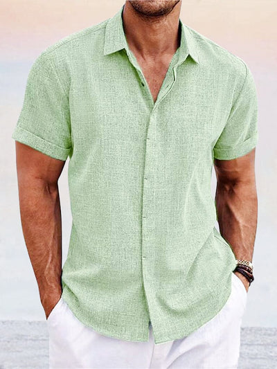 Casual Cotton Linen Shirt Shirts coofandystore Light Green M 