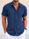 Casual Cotton Linen Shirt Shirts coofandystore Navy Blue S