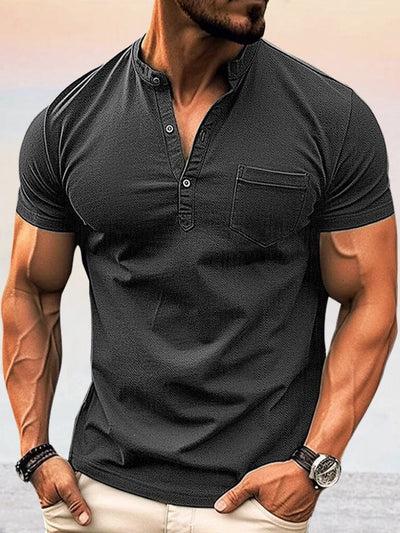 Casual Soft Henley Shirt Shirts coofandystore Black S 
