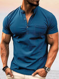 Casual Soft Henley Shirt Shirts coofandystore Blue S
