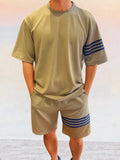 Cozy Striped Splicing Tracksuit Set Sets coofandystore Brown M