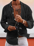 Soft Solid Cotton Linen Shirt Shirts coofandy Black S