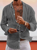 Soft Solid Cotton Linen Shirt Shirts coofandy Dark Grey S