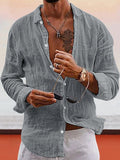 Soft Solid Cotton Linen Shirt Shirts coofandy Light Grey S