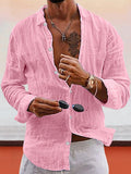 Soft Solid Cotton Linen Shirt Shirts coofandy Pink S