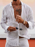 Soft Solid Cotton Linen Shirt Shirts coofandy White S