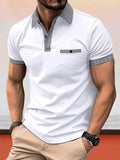 Casual Plaid Collar Polo Shirt Shirts & Polos coofandystore White S