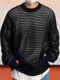 Stylish Mesh Hollow-Out Sweater Sweaters coofandy Black M
