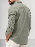 Casual Double Pockets Solid Shirt Shirts coofandy