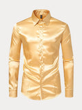 Shiny Satin Dress Shirt Shirts coofandy