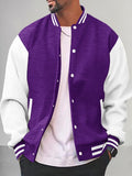 Casual Varsity Baseball Jacket Jackets coofandy Purple S