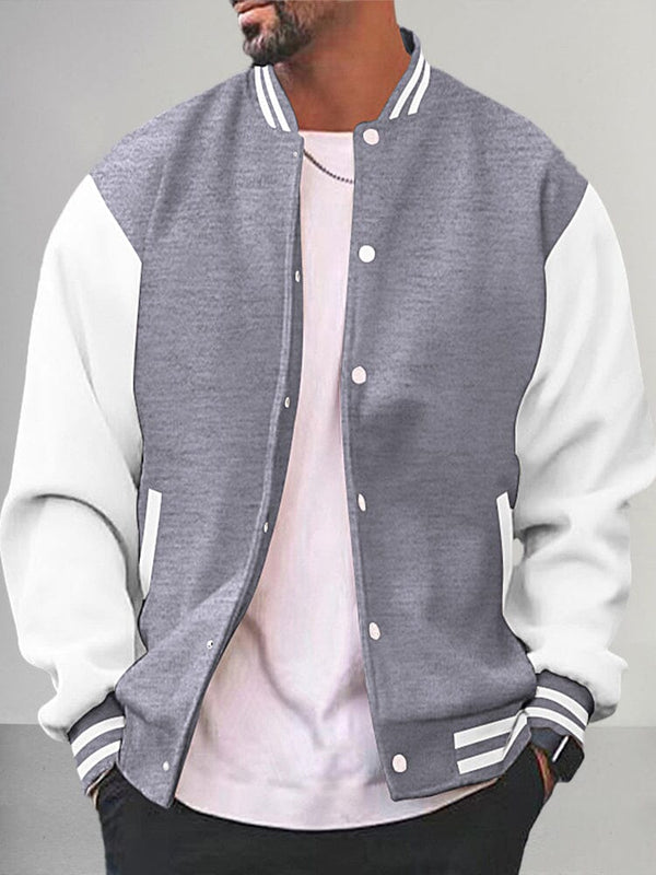 Casual Varsity Baseball Jacket Jackets coofandy Grey S